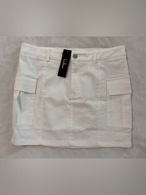 Lulus White Cargo Mini Skirt‎ NWT Medium Stretch Cotton Utility Y2K